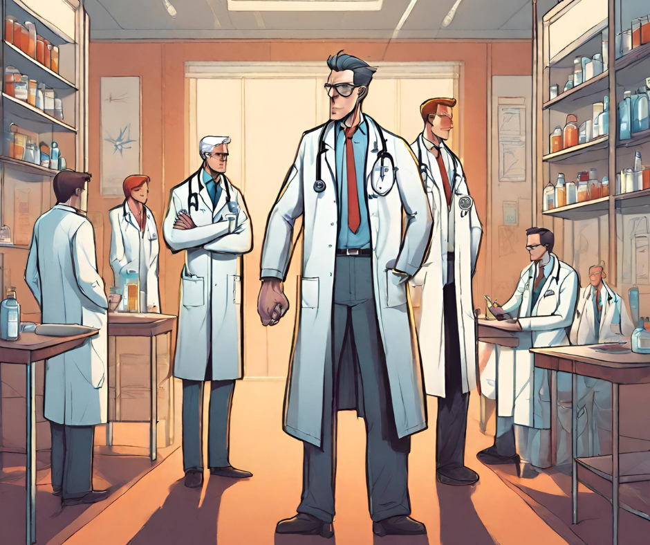 Zdjęcie przedstawia animowane postacie lekarzy